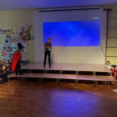 Children rehearsing for their play